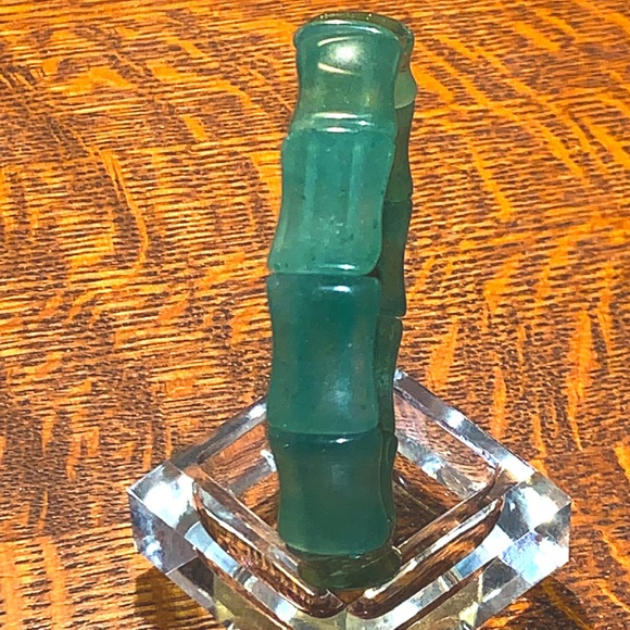 GREEN AVENTURINE QUARTZ JADE BAMBOO CABOCHON BRACELET STRETCH NEW HEALING STONES - Picture 3 of 6